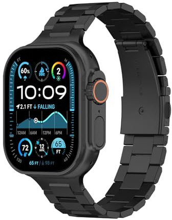 ARTCHE Armband Kompatibel mit Apple Watch 46mm 49mm 45mm 44mm | Edelstahl Metall Armband Herren für Apple Watch Series 11/10/Ultra3/Ultra 2/ Ultra 9 8 7 SE3 SE2 SE 6 5 4, Schwarz