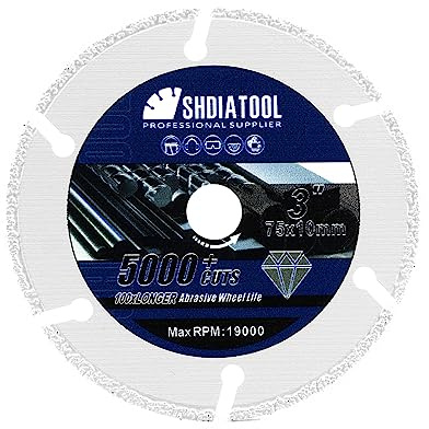 SHDIATOOL Disque a Tronconner disque diamanté pour la coupe des métaux 75mmx10mm Metal, Metal a Paroi Fine, Angle Métallique, Profilés Métalliques - Disque Diamant pour Meuleuse d'Angle