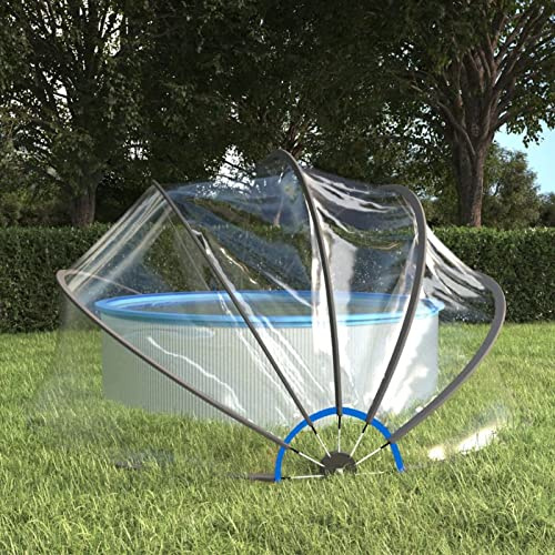 Homgoday Pool-Kuppel Poolüberdachung Pooldach Pool Abdeckung Gartendach Schwimmbadabdeckung Pooldach Poolabdeckung Dach für Aufstellpools Pool überdachung 406x203 cm PVC