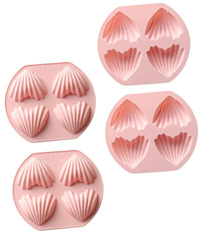 Didiseaon 4pcs Silicone Heart Shape Madeleine Moulds Non-Stick 4 Cavity Cake Moulds for Baking Biscuits Fondant Desserts