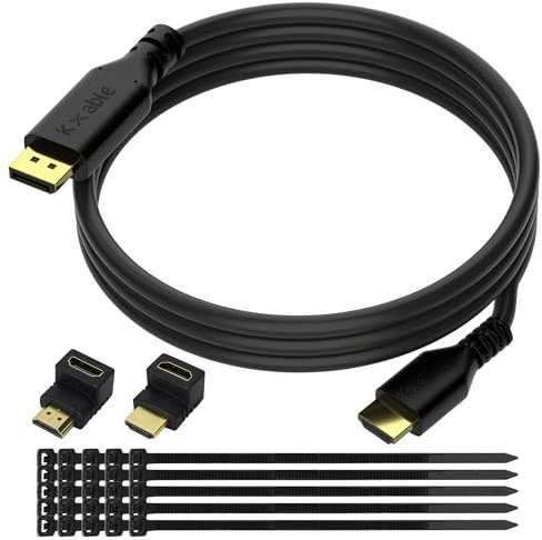 Câble DisplayPort vers HDMI 4K de 3 m, DP vers HDMI mâle vidéo UHD, cordon unidirectionnel, pour PC, ordinateur de bureau, carte graphique vers téléviseur HD, moniteur, projecteur, avec 2 adaptateurs