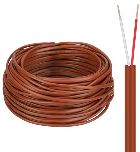 Buryeah Thermostat Wire Bell Wire Solid Copper Cable 18 Gauge ETL, Power Circuit Cable Moisture, Heat and UV Resistant for Low Voltage Applications Use(18/2,50 ft)