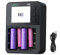 LIMETA 6 Posti Smart Caricabatterie AA AAA Universale per batteria 1,2 V Ni-MH/Ni-CD/Litio/1,5 V Li-ion, 18650 Pile Ricaricabili USB-C Ricarica Rapida con App Dedicata Display LCD Funzione di Scarica