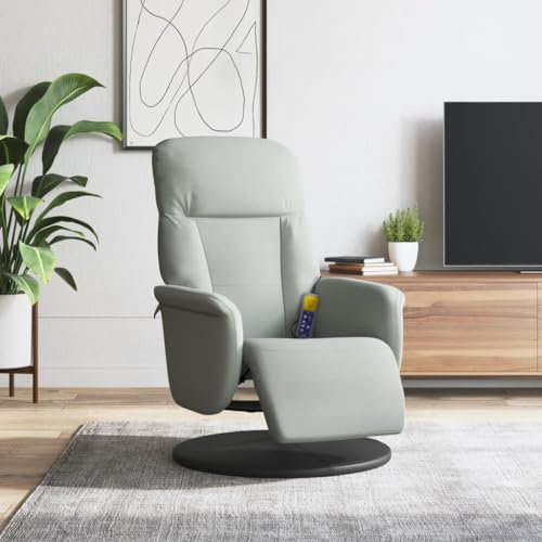 Gecheer Massagesessel mit Fußteil TV Sessel Relaxsessel Fernsehsessel Ruhesessel Massagefunktion Polstersessel Relaxliege Liegesessel Loungesessel Wohnzimmersessel Hellgrau Samt