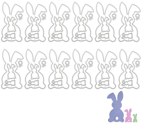 12 Set Ostern Stanzschablonen Prägeschablone Stanzformen, 2024 Neue Osterhase Ostereier Prägeschablonen Stanze für DIY handgemachte Scrapbooking Handwerk Geschenk Fotoalbum Deko Cutting Dies (12)