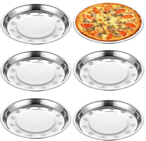 JINGHANGER 10 Stück Rundes Pizzablech 26cm Edelstahl Pizzaform Pizza Backblech zum Backen Einfach zu Reinigen Silber