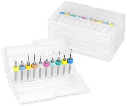 QWORK® 50 Stücke PCB Bohrer Bit Set 0.3mm-1.2mm - Mini Spiralbohrer aus Karbid für Leiterplatte, 3D Drucker, Jewelry Bohrwerkzeuge (10 Größe)