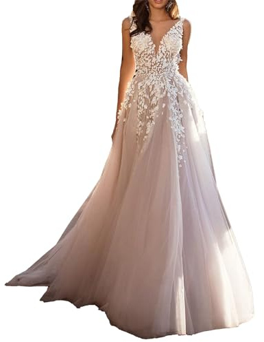 OULIWANGLUO Damen V Ausschnitt Ärmellose Lange Abendkleid Sexy Elegant Prinzessin Hochzeitskleid Lang Hochzeitsgäste Brautjungfer Kleid