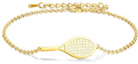 VASSAGO Tennisracket armband för kvinnor män läcker justerbar tennisracket berlock lager sport armband älskare smycken tennisgåvor för tonårstjejer pojkar spelare, En storlek, Rostfritt stål, Ingen