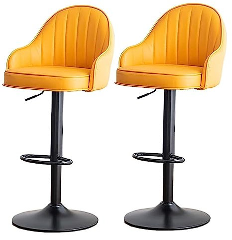 GTOULHH Bar Stühle Bar Stools Barhocker Aus PU-Leder, 2er-Set, Verstellbare Thekenhocker, Drehbare Barhocker Mit Rückenlehne, Barhocker Für Küche, Pub Barhocker Outdoor(Yellow)