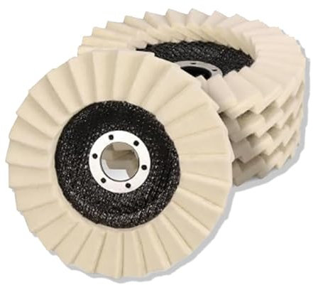 NIYATA 5pcs Wool Polishing Wheel,5Inch/125mm Wool Buffing Wheels Polishing Angle Grinder Serrated Washer Flap Felt Disc for Glass Stainless Steel Marble Metal
