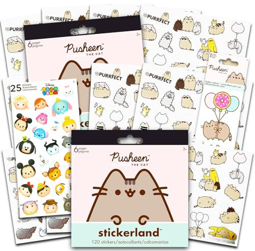 Pusheen Cat Sticker Party Favors Set - Bundle with 240 Pusheen Stickers for Laptops Water Bottles Journal | Pusheen The Cat Party Supplies Office Supplies School Supplies
