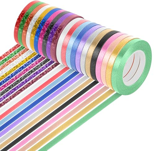46 pcs Balloon Ribbons, 10m x 5mm Shiny Metallic Balloon Strings, Curling Ribbon for Balloons, Multi-Colored Craft Ribbon for Gift Wrapping for Craft Decoration, Bouquet Decoration, Gift Wrapping