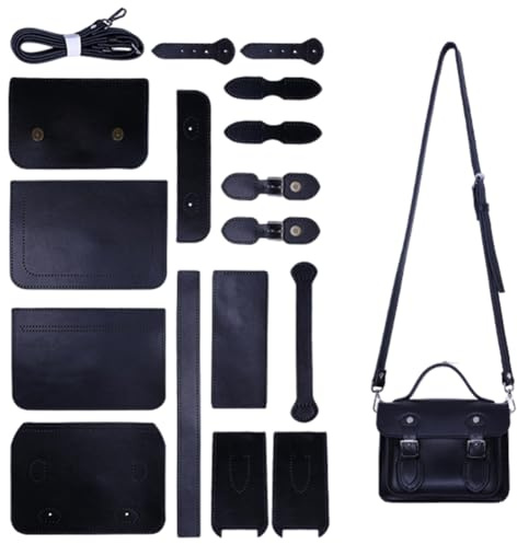 CABODYALS DIY Taschenset Aus Pu Leder Schwarzes Umhängetaschenset Mit Nähten Schultertasche Strick Und Häkelzubehör Nähset Für Frauen Bastelset Für Anfänger