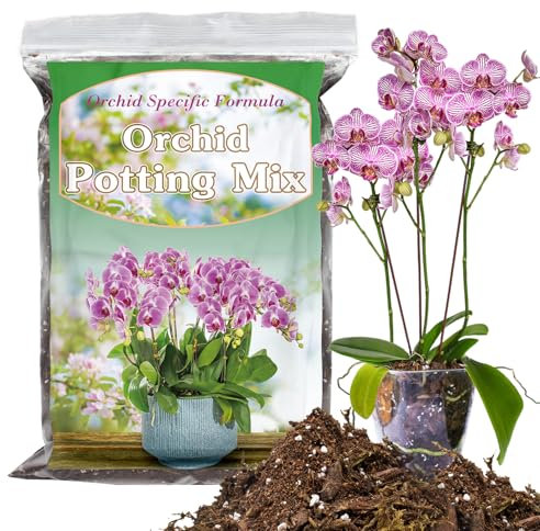 HOUNANG Orchid Pot Mix, Moss Mix, Pine Bark, Coconut Peat and Perlite, Orchid Bark Pot Mix, Orchid Repotting Kit Ideal for D Expansion