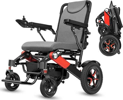 Silla de ruedas plegable eléctrica, marco de aleación de aluminio, batería de litio de 22 Ah y motor de 500 W, cómoda, adecuada para asistencia de movilidad, alta capacidad de 150 kg, diseño duradero