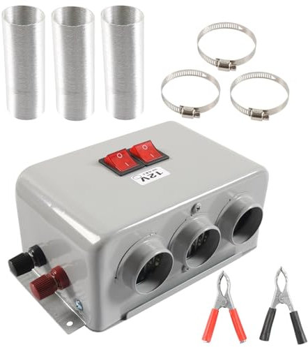 KMGDM Demisti - Riscaldatore per interni auto compatto, 12 V, 600 W a 800 W, design a doppio ingranaggio, dispositivo di riscaldamento per sbrinamento rapido del parabrezza