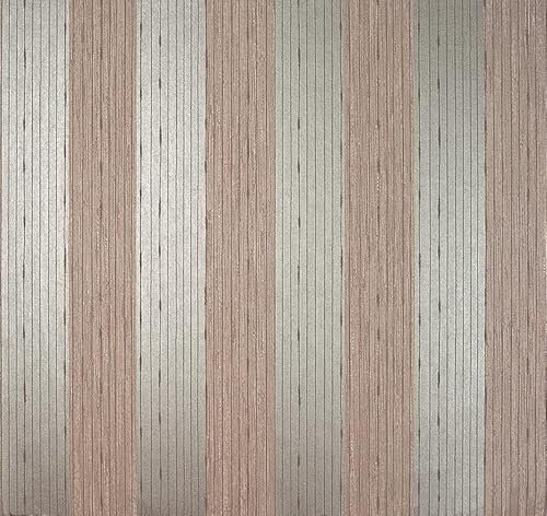 KT·EXCLUSIVE WALL FASHION Vliestapeten | Streifentapeten | 10x0,52 m | Alena (Braun-Silber)
