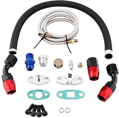 VBPCEFZTLK Turbo-Öl-Feed-Rücklaufzeile AN10. Anpassen von Adapter Flansch Kit for T3 T4 GT35 T70 T66 Turbinenölzufuhrleitung + AN10. Verbinder Turbolader und Teile