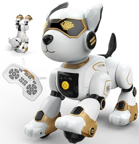 anysun Roboter Hund, Intelligenter Roboter Hund Kinder, Roboterhund Spielzeug ab 3 Jahre mit Wiederaufladbarer Batterie, Programmierbarer Roboterhund mit Sprachbefehle, Fernbedienung, Berührungssensor