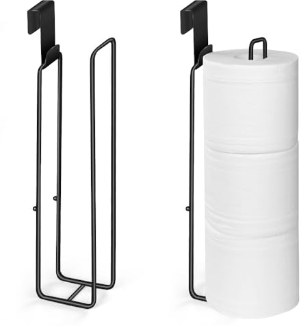 Matte Black Extra Toilet Paper Storage for 3 Roll Tissue Over The Tank Toilet Paper Roll Holder Stainless Steel Adhesive Hanging Toilets Tissue Holder Wall Mounted for Bathroom RV Camper(2 Pack)