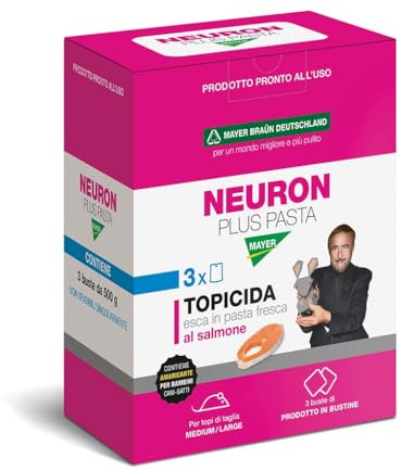 La zappa Esca per topi, topicida bocconi in pasta al salmone con dosi in bustine, da 1.5 kilogrammi