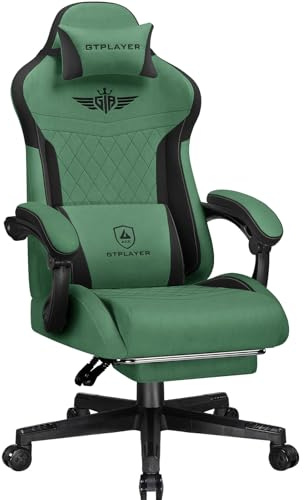 GTPLAYER Silla Gamer ergonómica para Videojuegos, deTejido técnico, con Soporte Lumbar, Silla de Ordenador con Respaldo ampliado, soporta hasta 150 kg, Color Verde