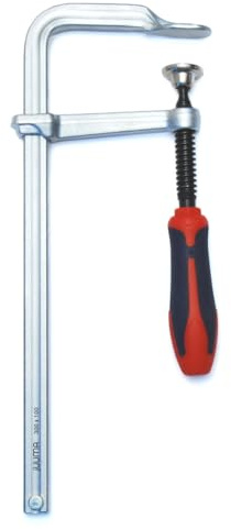 Ganzstahl-Schraubzwinge, Kunststoffgriff, verschiedene Varianten, Spannweite bis 1000 mm, Ausladung bis 120 mm, jUUMA (Spannweite 800 mm Ausladung 120 mm)