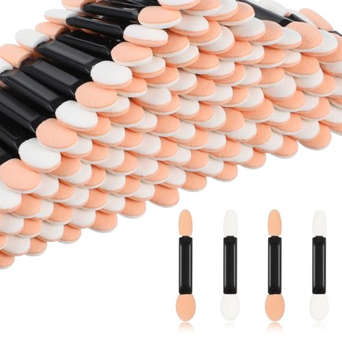 500pcs Eyeshadow Applicators Eye Shadow Brush Disposable Eyeshadow Applicator Sponge Tip Chrome Nail Powder Applicator Brushes Make up Applicators Double Sided Sponge Foam for Women