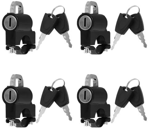 Alipis Lot de 4 Cadenas pour Casque de - Cadenas sécurisé pour Guidon (2,0-2,6 cm) avec clé - Crochet antivol et inviolable pour vélo, Scooter, vélo électrique