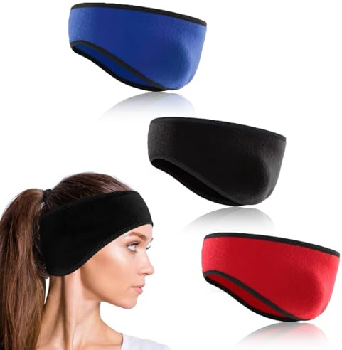 OIXEYA 3 Pièces Bandeaux de Hiver, Thermique Extensible Cache-Oreilles, Bandeaux de Course, Hommes et Femmes Cache-Oreilles athlétiques, Bandeaux de Ski pour Yoga, Cyclisme, Basket-Ball, Fitness