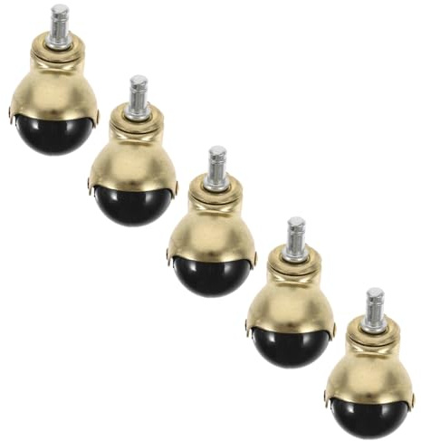 SHINEOFI Lot De 5 Roulettes Sphériques Dorées 2 Pouces En Polypropylène Et Acier Inoxydable, Roues Pivotantes Pour Chaise De Bureau Et Fauteuil Roulant, Remplacement Pour Bureaux à Domicile