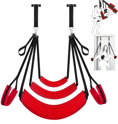Sex Swing Adult Sex Toys Ceiling & Door Sex Swings BDSM Toy Set with Widened Thick Cushion Heavy Duty Hardware Buckle Adjustable Nylon Strap Comfortable Swing Sex Sling Hold up 400 lbs