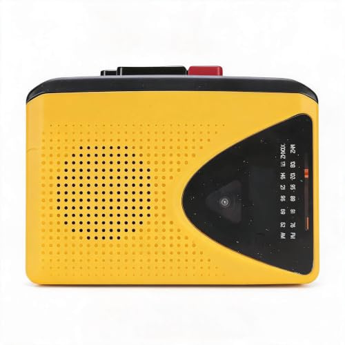 VELATEMOR Reproductor de Cassette Retro con Radio Am FM, Bluetooth y Función de Grabación, Reproductor de Cintas Portátiles para el Hogar, Viajes, Regalos, Amarillo Negro