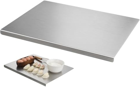 BESPORTBLE Large Steel Cutting Board Worktop Protector with Non-Slip Surface Metal Chopping Board for Kitchen Meat Fruit Vegetable Preparation