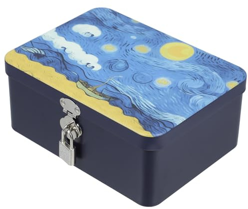 CAXUSD Scatola per Biscotti in Lamiera con Serratura, Contenitore Ermetico in Metallo Portatile, Design Unico e Decorativo per Cucina e Casa