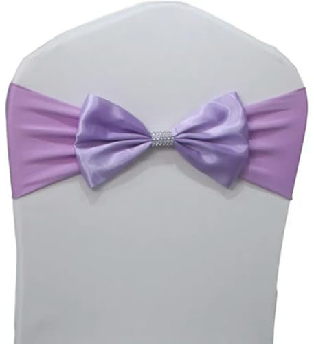 GJGHKLHL Ceintures de Chaise en Satin élastiques et Extensibles, 10 pièces/50 pièces, Cravate, décoration d'hôtel, fête d'anniversaire, Mariage, nœud Spandex(Lilac,50pcs)