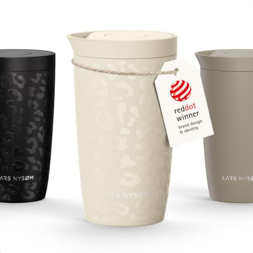 LARS NYSØM Termomugg 350ml - Kaffemugg to go med Quick-Press Lock | Dubbelväggig vakuumisolering - 4h varmt, 8h kallt - Läckagesäker, passar i mugghållare - Hållbart 18/8 rostfritt stål