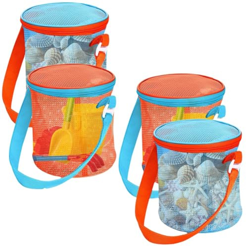 Hipzeepo Sacchetti di Guscio di Mare 4 Pezzi per la Spiaggia A Maglie Porta con la Spiaggia, Bombardando Strumenti per Viaggi di Sabbia Giocattoli.