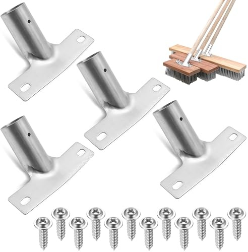 VIVIIHOO Juego de 4 Soportes para Mango de Escoba, Portamangos para Escobas, Compatible hasta ø 23,5 mm, con Tornillos para Hogar, Oficina y Terraza