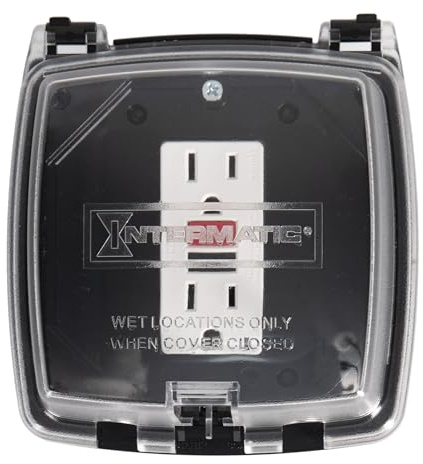 Intermatic WP1020C 2-1/4” Deep Weatherproof Outlet Cover – UV Stabilized Clear, GFCI & Duplex, Vertical Mount, UL Certified – Fits Single Device Only for Larger Double-Gang 4” x 4” Boxes