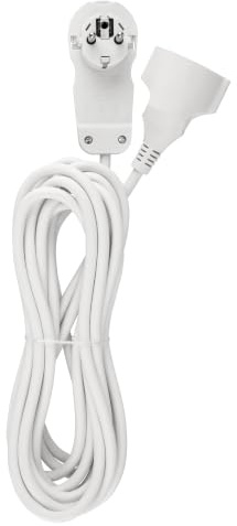 REV Verlängerungskabel 5m - Verlängerung mit Flachstecker 8mm, 3680W, weiß