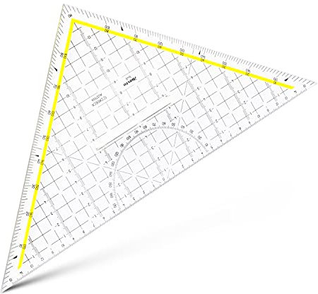 Aristo 1648/2 TZ-Dreieck mit Griff (Hypotenuse 32,5 cm, Tuschenoppen, Facette an Hypotenuse, Plexiglas mit Tiefenprägung, Made in Austria) transparent