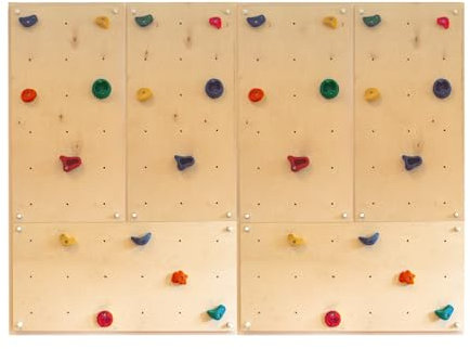 Gartenpirat Kletterwand Indoor IW6 ca. 3,90 m² mit sechs Wandplatten 114 x 57 cm 25 bunten Klettersteinen und Montagematerial für Kinder und Erwachsene