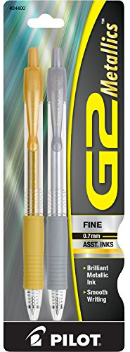 Pilot, G2 Metallics Gel-Tintenroller, feine Spitze, 0,7 mm, Gold & Silber, 2 Stück