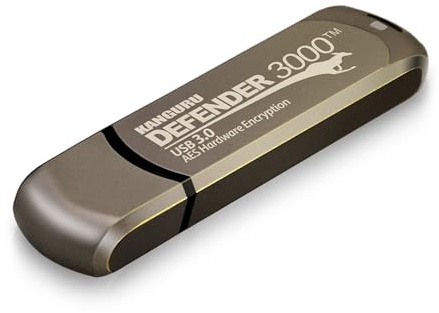 Kanguru Defender 3000 – 16 GB Hardware Encrypted Flash Drive - FIPS 140-2 Level 3 Certified - SuperSpeed USB 3.0 – Water Resistant