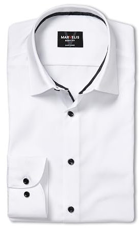Marvelis Body Fit - Camisa de media manga con cuello New Kent Popeline, color negro Negro 38