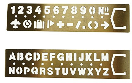 AKOAK 2-teiliges Set aus Messing mit englischen Alphabeten und arabischen Zahlen, Schablonen mit Symbolen: Buchstaben, Zahlen und Symbole, Schablonen zum Zeichnen, Lesezeichen, Vorlagen