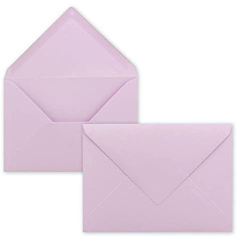 50x enveloppes C6 - couleur: lilas (violet) - 11,4 x 16,2 cm - fermeture: gommée - pour papier A4, A5, A6 et pour invitations, salutations et lettres - FarbenFroh by GUSTAV NEUSER