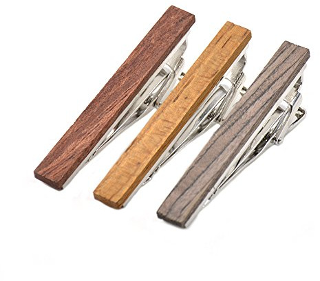 MERIT OCEAN Smart Herren Krawattennadel aus Holz 3-teilig Natur Krawattennadel 2,1 Zoll in Geschenkbox